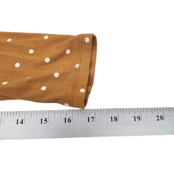 Old Navy Shift Dress Womens Medium Mustard Polka Dots Stretch Long Sleeves - Picture 8 of 8